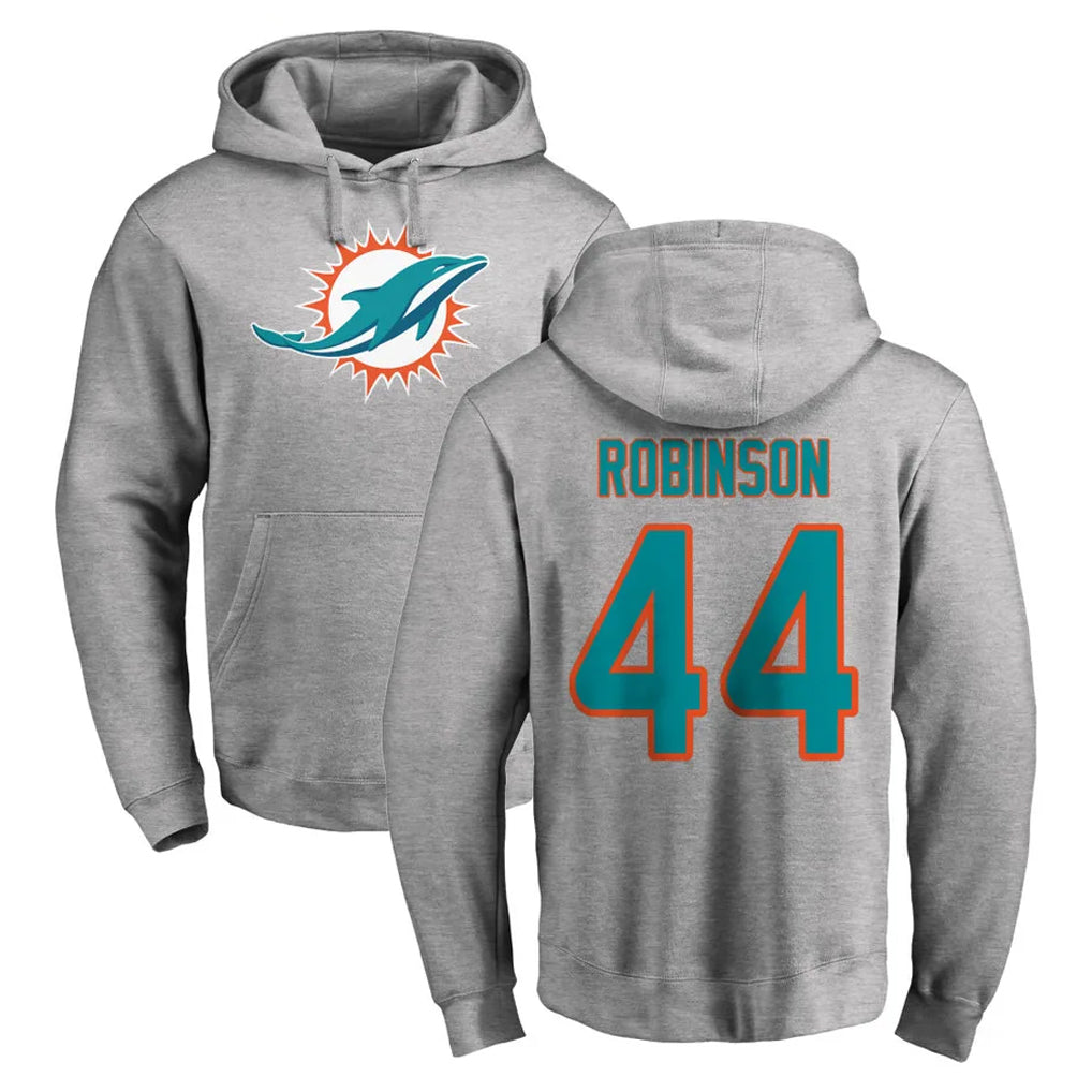 Blackjersey M.Dolphins #44 Chop Robinson Player Gray LOGO Pullover Hoodies Limited Stitched Jerseys