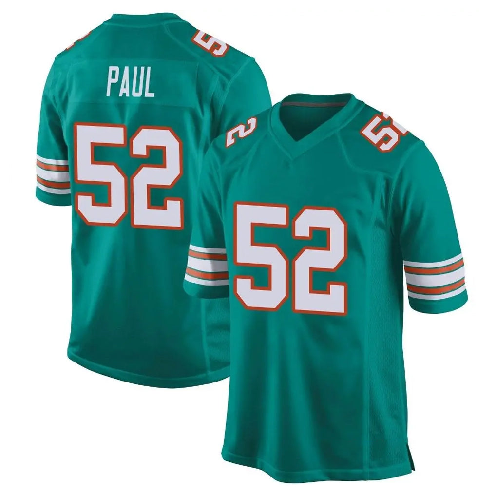 Blackjersey M.Dolphins #52 Patrick Paul Player Aqua Alternate Home Game Stitched Jerseys