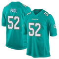 Blackjersey M.Dolphins #52 Patrick Paul Player Aqua Team Color Home Game Stitched Jerseys