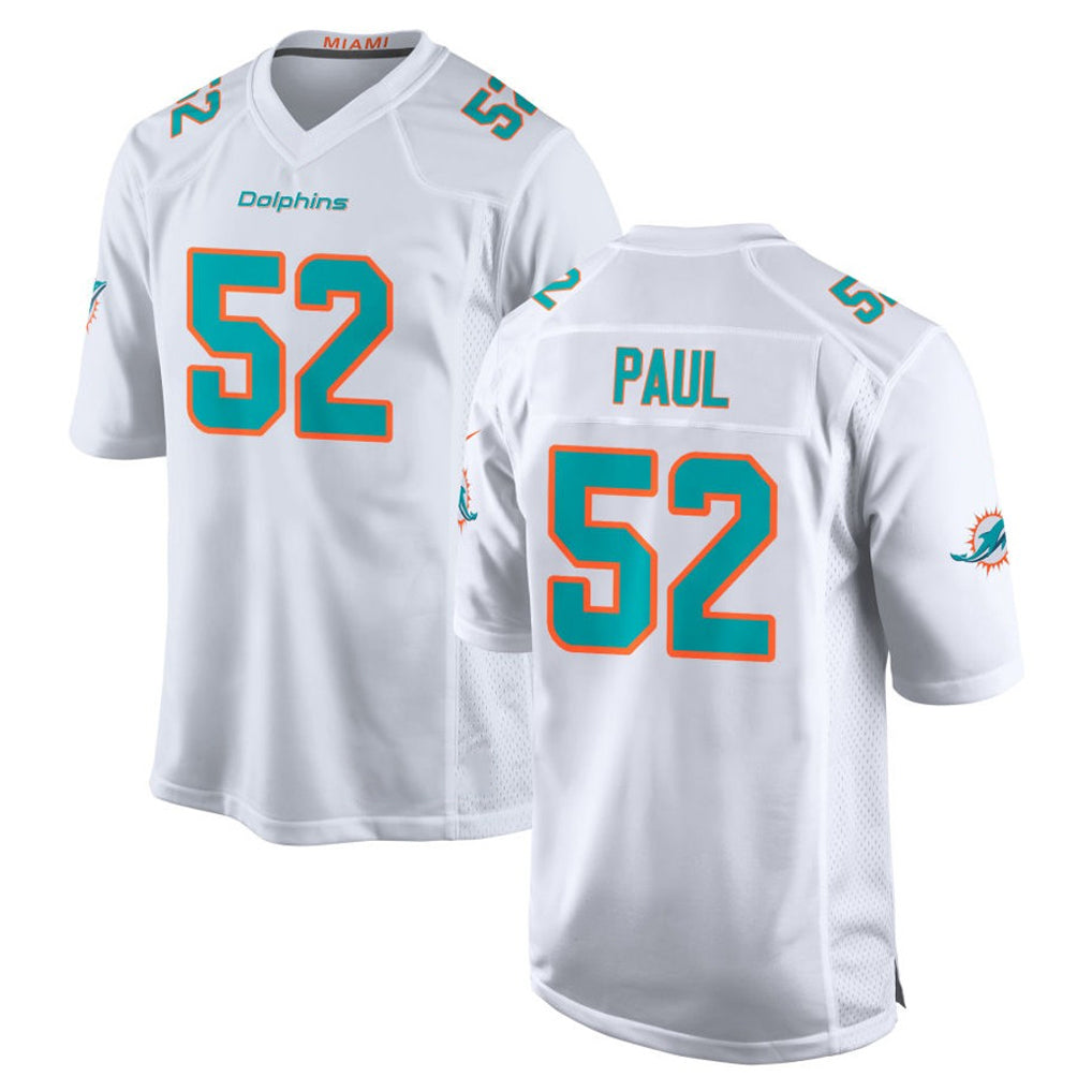 Blackjersey M.Dolphins #52 Patrick Paul Player White Limited Home Game Stitched Jerseys