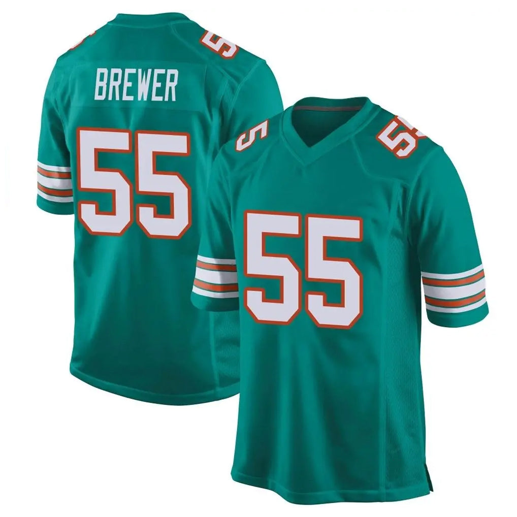 Blackjersey M.Dolphins #55 Aaron Brewer Player Aqua Alternate Home Game Stitched Jerseys