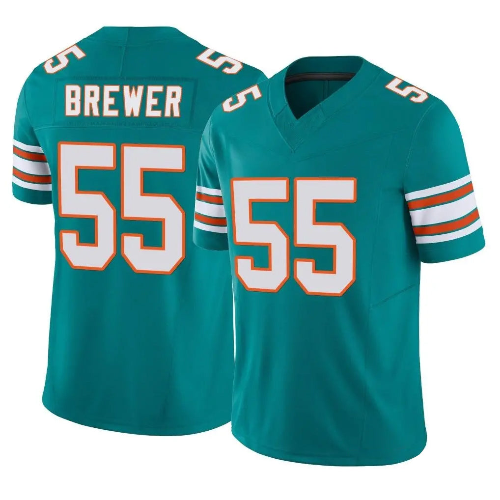 Blackjersey M.Dolphins #55 Aaron Brewer Player Aqua Limited Alternate Vapor F.U.S.E. Home Game Stitched Jerseys