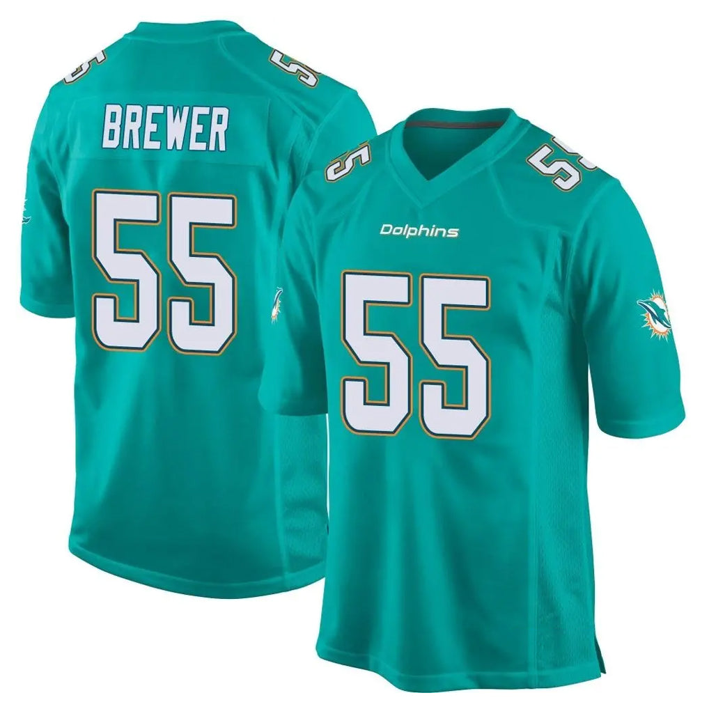 Blackjersey M.Dolphins #55 Aaron Brewer Player Aqua Team Color Home Game Stitched Jerseys