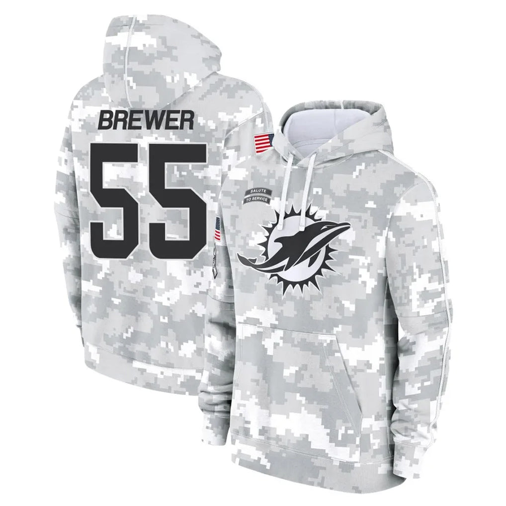 Blackjersey M.Dolphins #55 Aaron Brewer Player Arctic Camo Salute to Service Hoodies Limited Game Stitched Jerseys