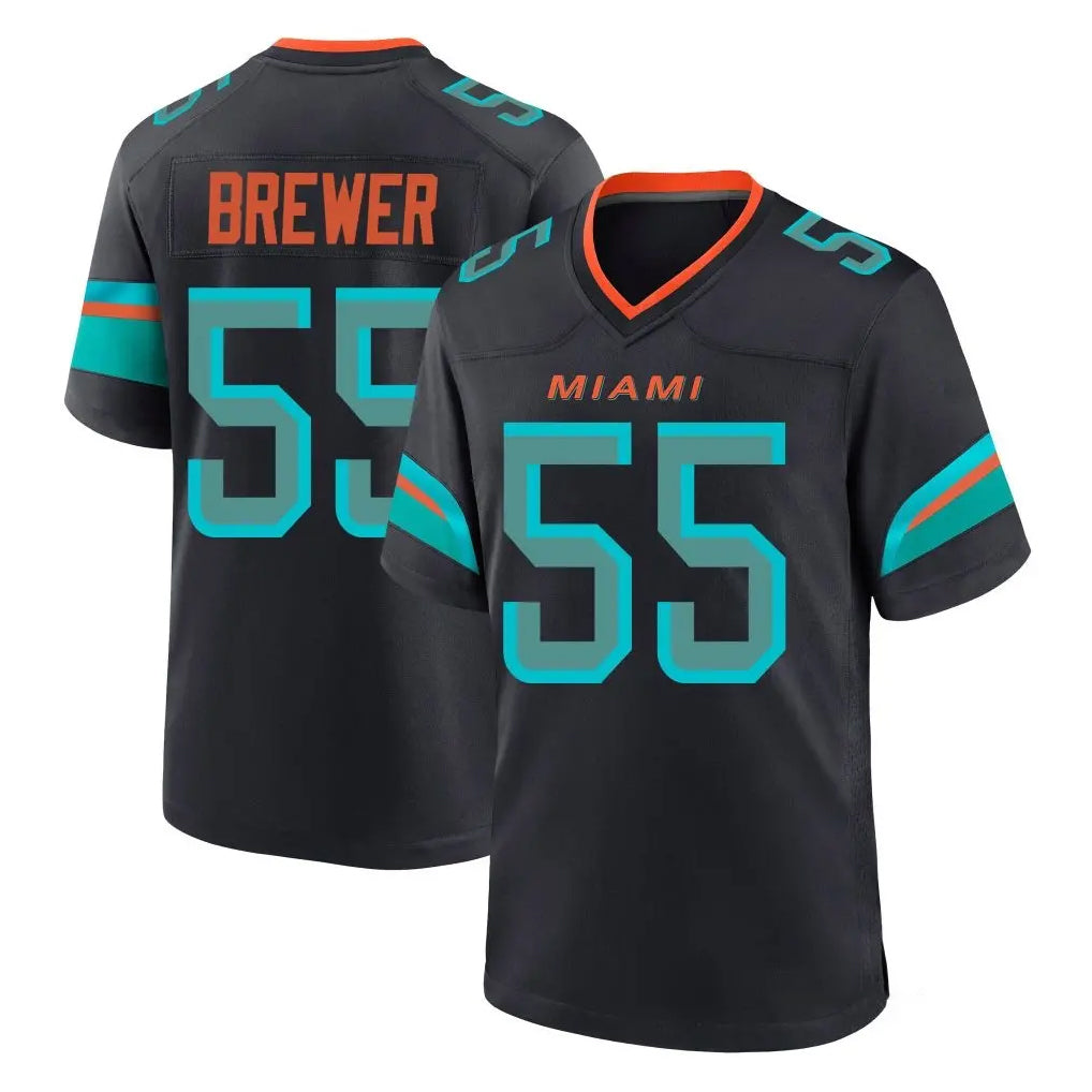 Blackjersey M.Dolphins #55 Aaron Brewer Player Black Pitch Rivalries Collection Home Game Stitched Jerseys