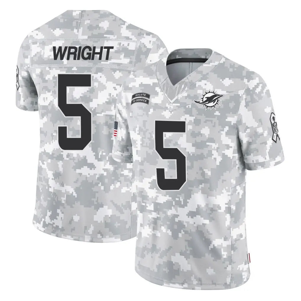 Blackjersey M.Dolphins #5 Jaylen Wright Player Arctic Camo Salute To Service Limited Game Stitched Jerseys