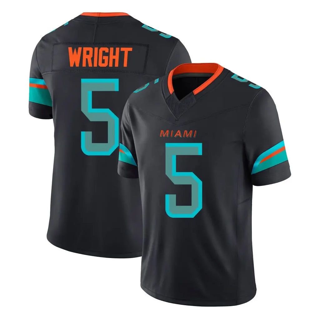 Blackjersey M.Dolphins #5 Jaylen Wright Player Black Limited Pitch Rivalries Collection Home Game Stitched Jerseys
