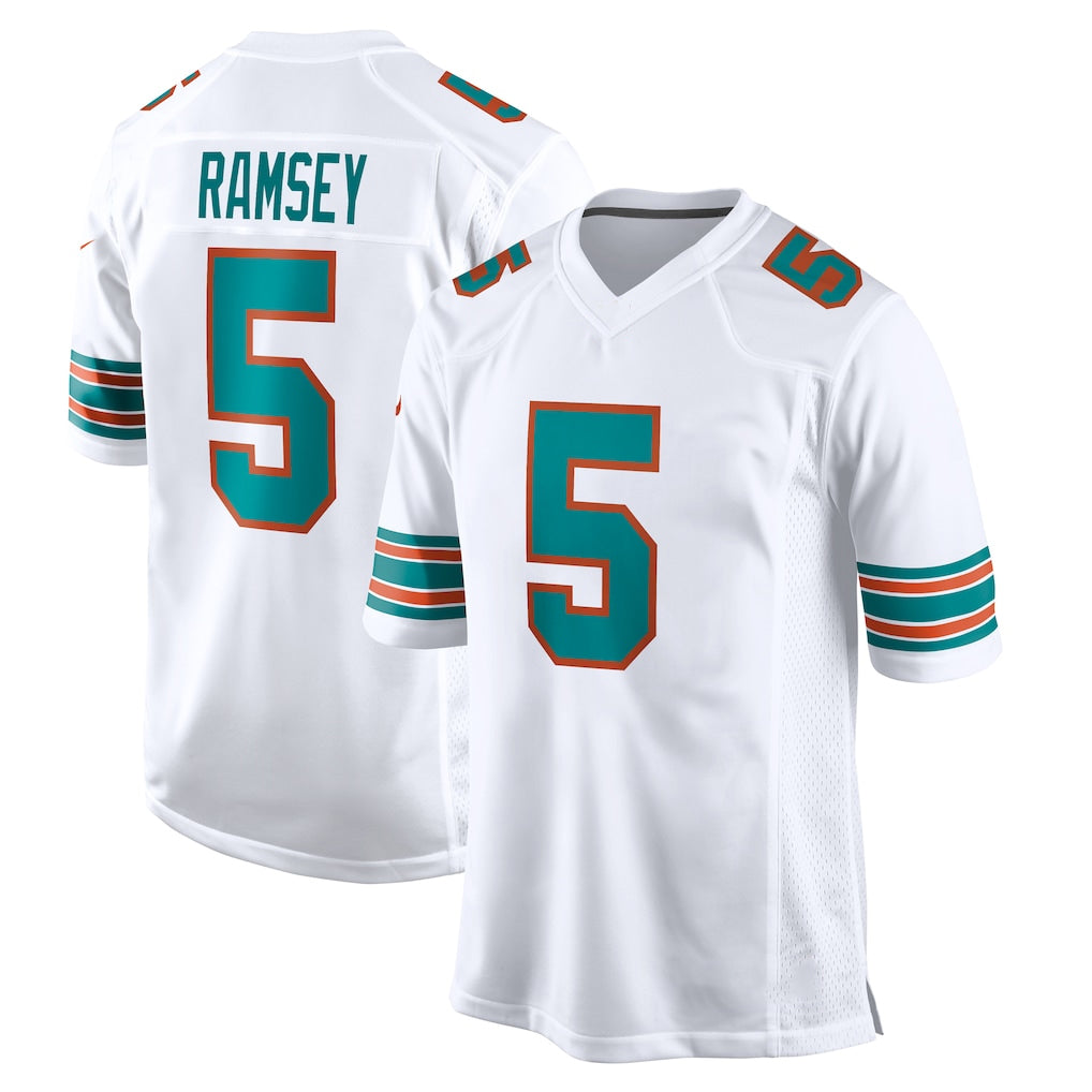 Blackjersey M.Dolphins #5 Jaylen Wright Player White Limited Home Game Stitched Jerseys