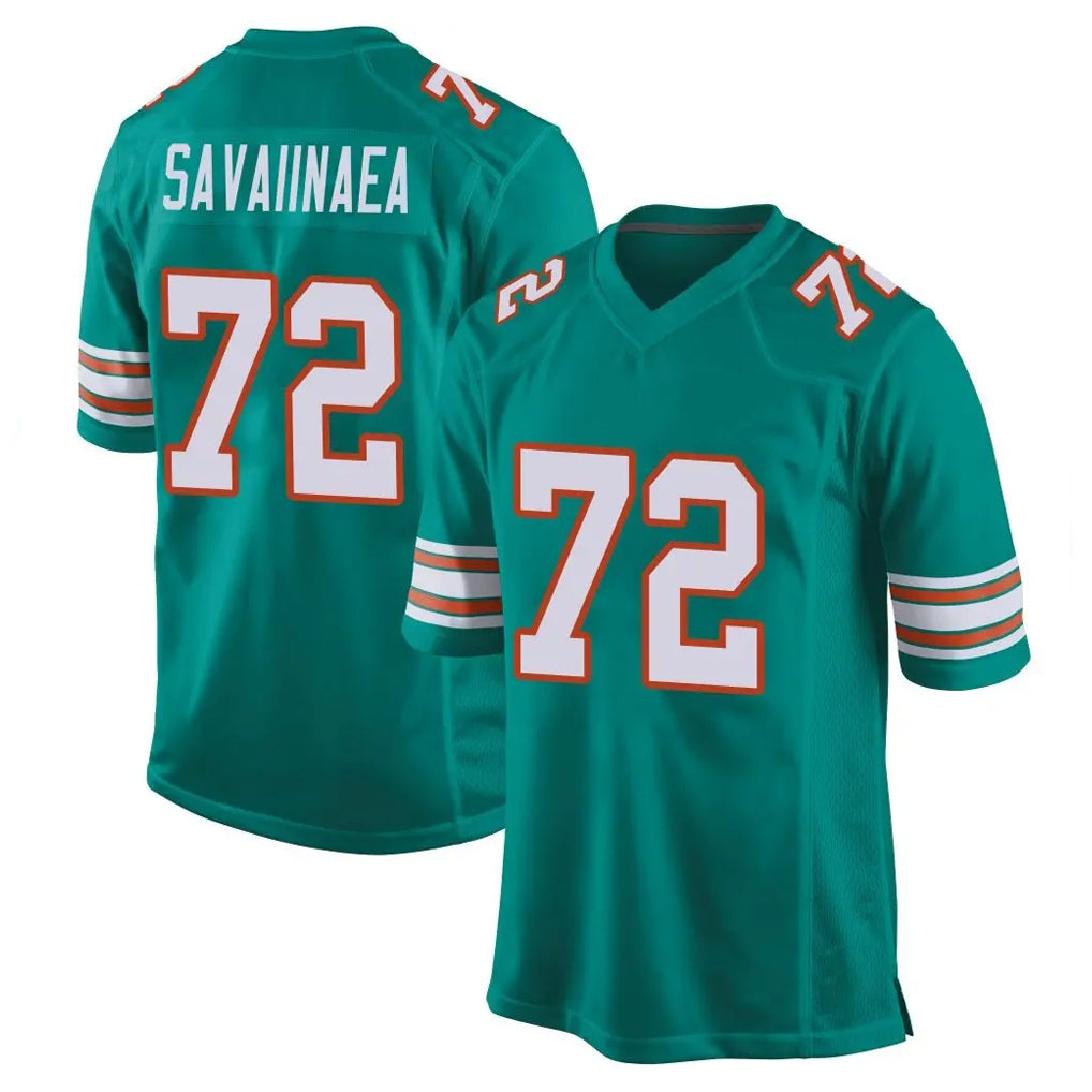 Blackjersey M.Dolphins #72 Jonah Savaiinaea Player Aqua Alternate Home Game Stitched Jerseys