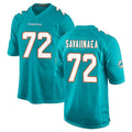Blackjersey M.Dolphins #72 Jonah Savaiinaea Player Aqua Home Game Stitched Jerseys