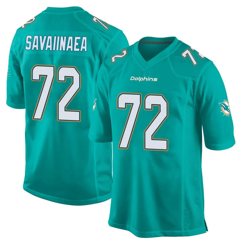 Blackjersey M.Dolphins #72 Jonah Savaiinaea Player Aqua Team Color Home Game Stitched Jerseys