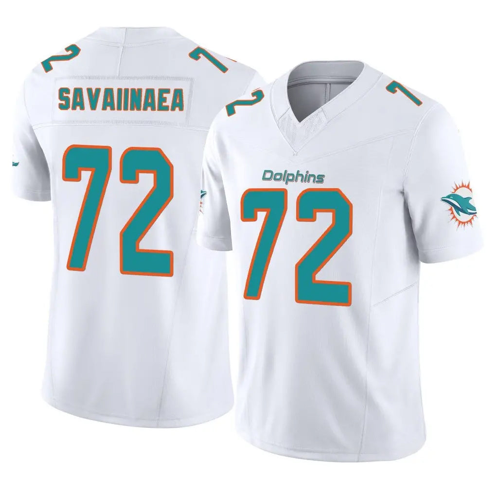 Blackjersey M.Dolphins #72 Jonah Savaiinaea Player White Limited Vapor F.U.S.E. Home Game Stitched Jerseys