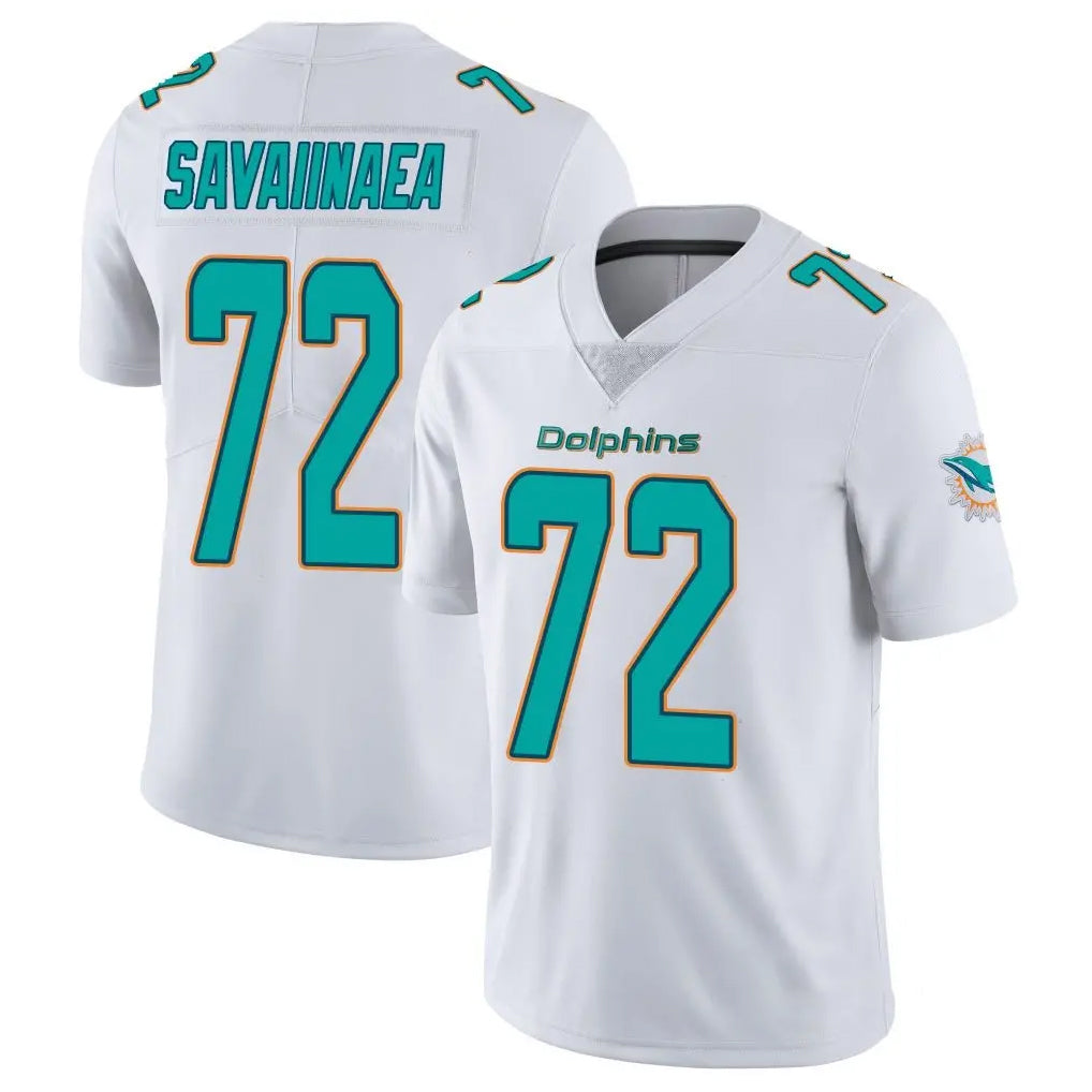 Blackjersey M.Dolphins #72 Jonah Savaiinaea Player White Limited Vapor Untouchable Home Game Stitched Jerseys