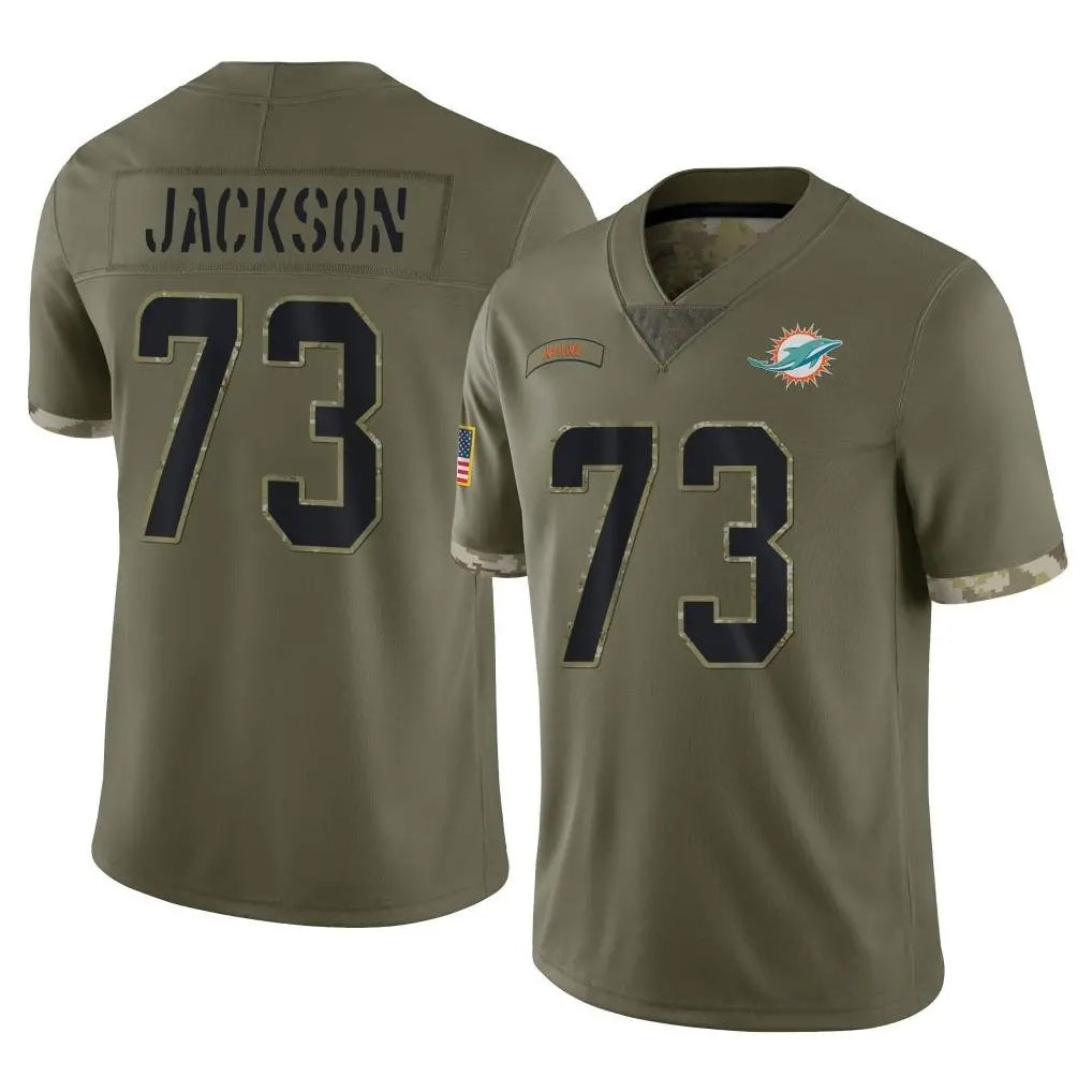 Blackjersey M.Dolphins #73 Austin Jackson Player Olive Salute To Service Limited Stitched Jerseys