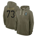 Blackjersey M.Dolphins #73 Austin Jackson Player Olive Salute to Service Pullover Hoodies Limited Stitched Jerseys