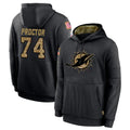 Blackjersey M.Dolphins #74 Kadyn Proctor Player Black Salute to Service Hoodies Limited Game Stitched Jerseys
