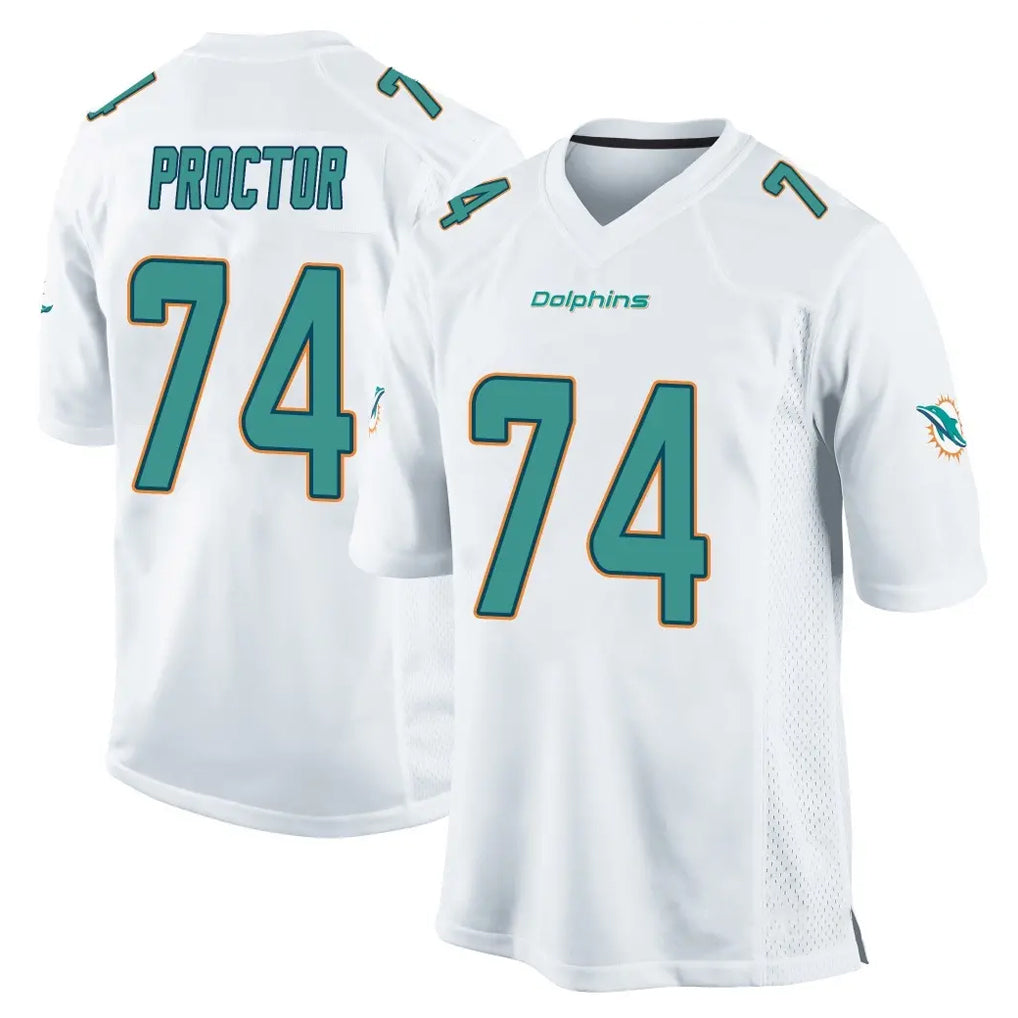 Blackjersey M.Dolphins #74 Kadyn Proctor Player White Home Game Stitched Jerseys