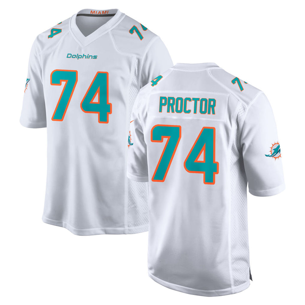 Blackjersey M.Dolphins #74 Kadyn Proctor Player White Limited Home Game Stitched Jerseys