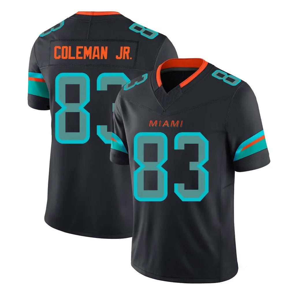 Blackjersey M.Dolphins #83 Kevin Coleman Jr. Player Black Limited Pitch Rivalries Collection Home Game Stitched Jerseys