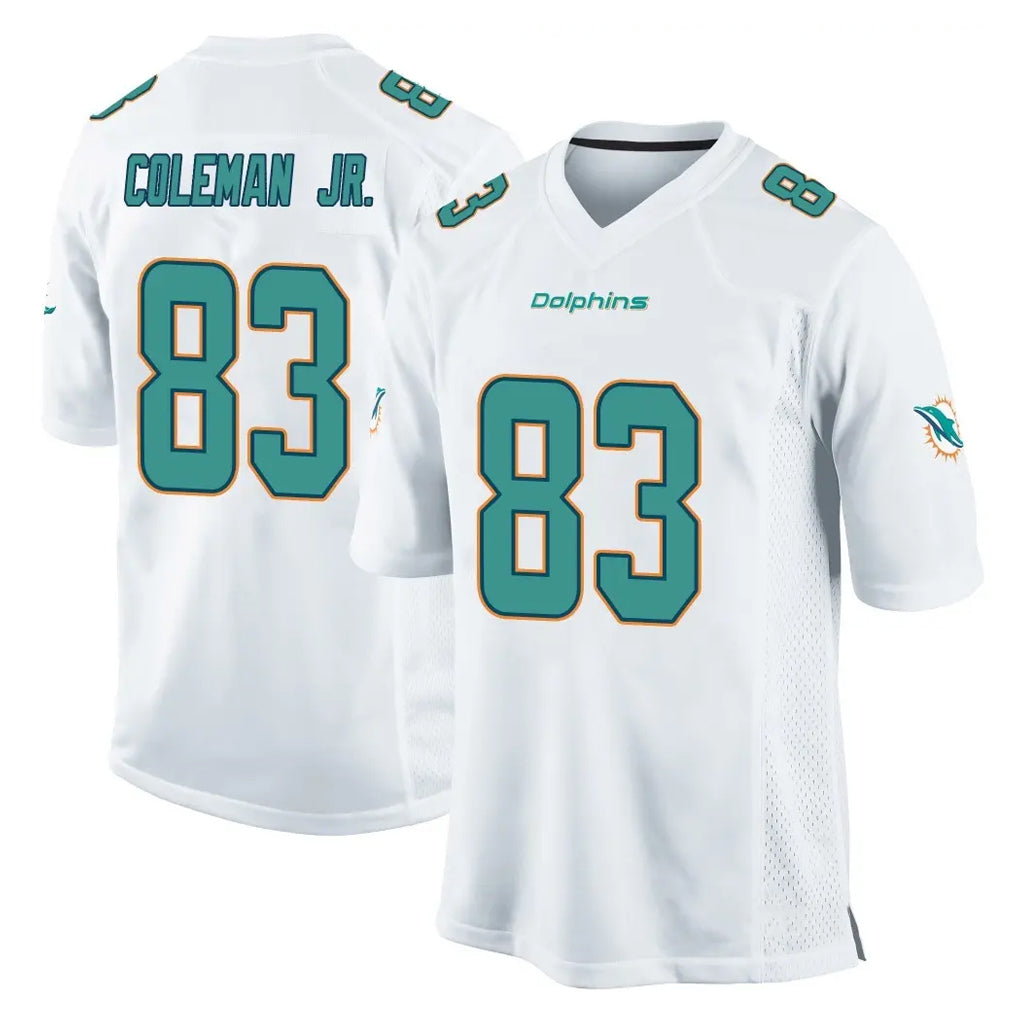 Blackjersey M.Dolphins #83 Kevin Coleman Jr. Player White Home Game Stitched Jerseys