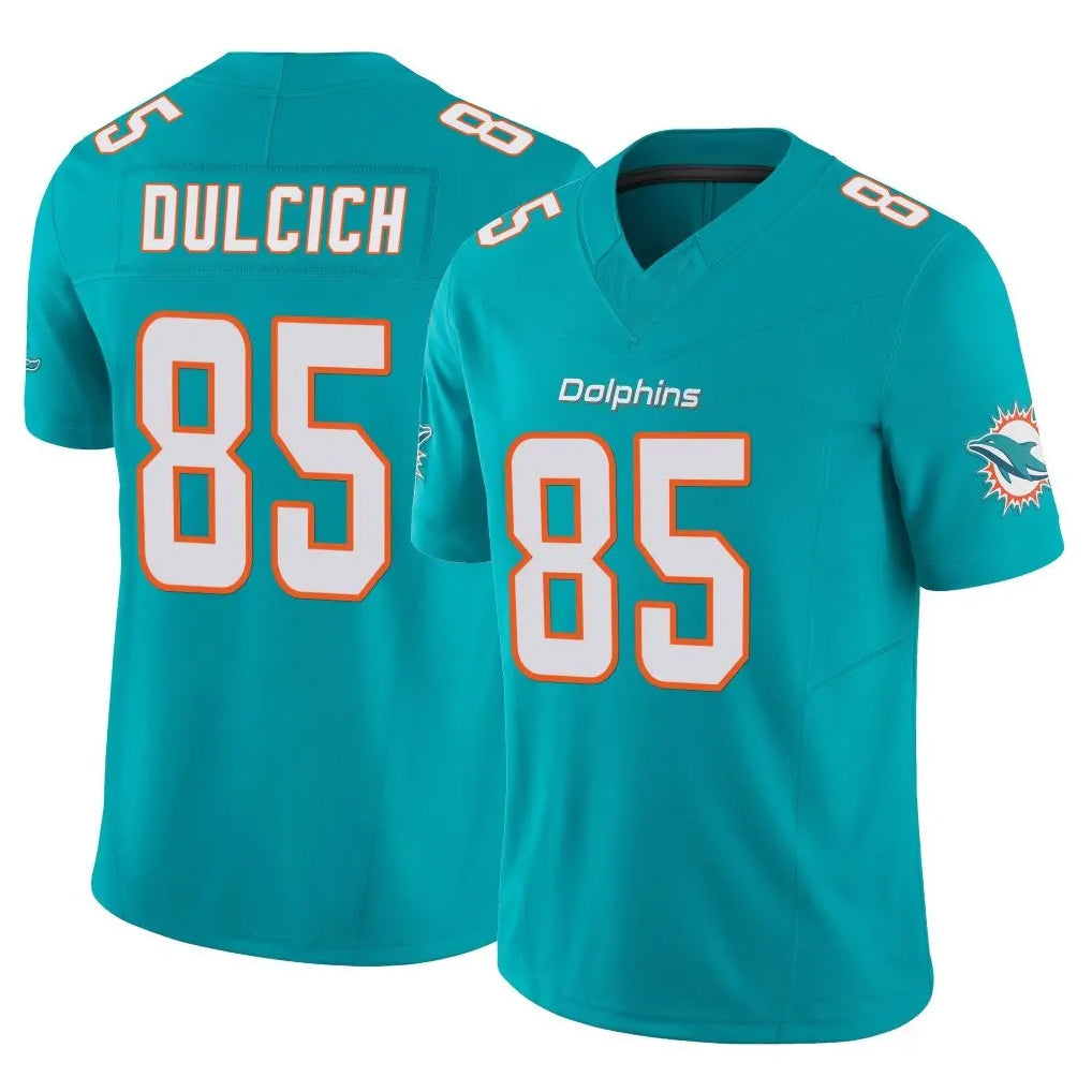 Blackjersey M.Dolphins #85 Greg Dulcich Player Aqua Limited Vapor F.U.S.E. Home Game Stitched Jerseys