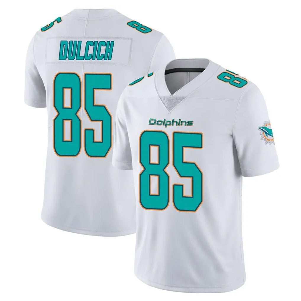 Blackjersey M.Dolphins #85 Greg Dulcich Player White Limited Vapor Untouchable Home Game Stitched Jerseys