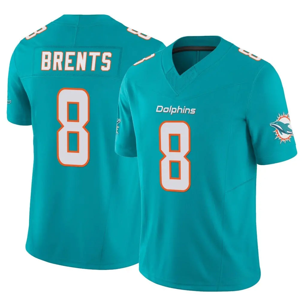 Blackjersey M.Dolphins #8 JuJu Brents Player Aqua Limited Vapor F.U.S.E. Home Game Stitched Jerseys