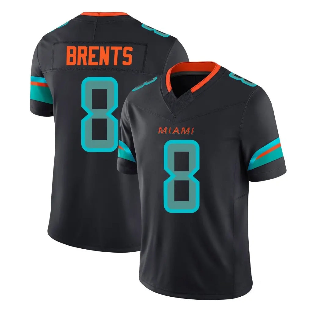 Blackjersey M.Dolphins #8 JuJu Brents Player Black Limited Pitch Rivalries Collection Home Game Stitched Jerseys