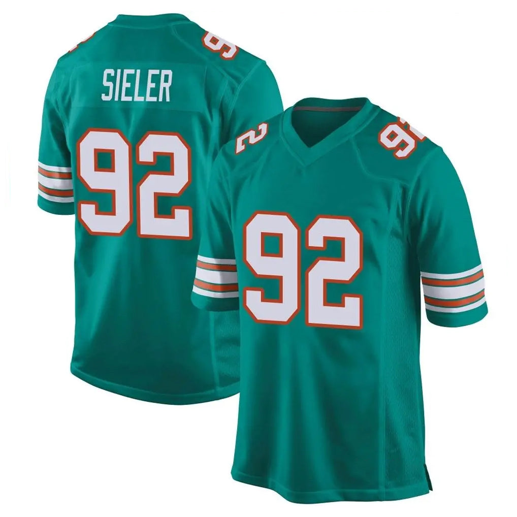 Blackjersey M.Dolphins #92 Zach Sieler Player Aqua Alternate Home Game Stitched Jerseys