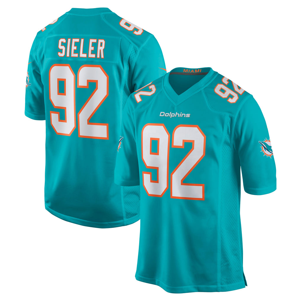 Blackjersey M.Dolphins #92 Zach Sieler Player Aqua Home Game Stitched Jerseys