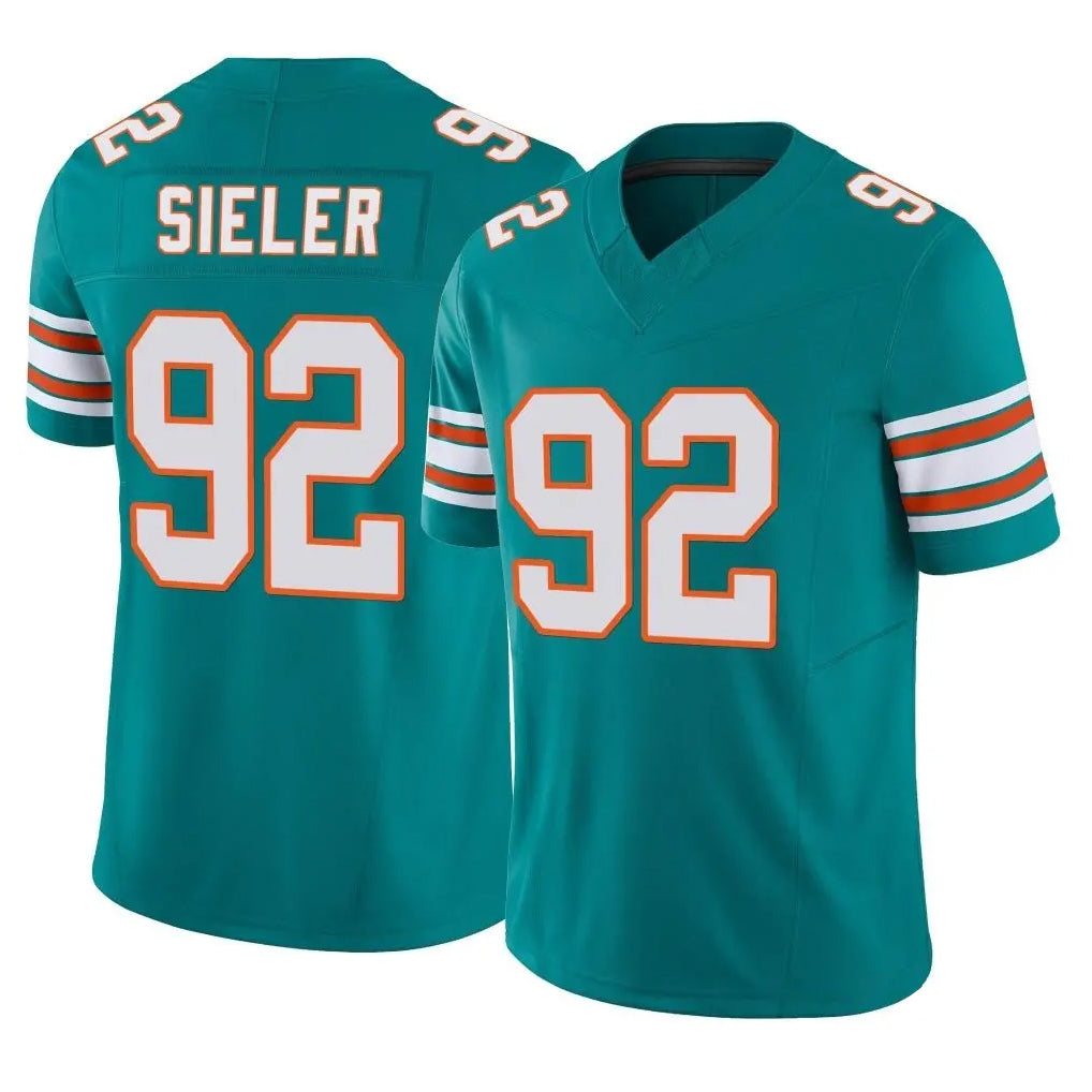 Blackjersey M.Dolphins #92 Zach Sieler Player Aqua Limited Alternate Vapor F.U.S.E. Home Game Stitched Jerseys