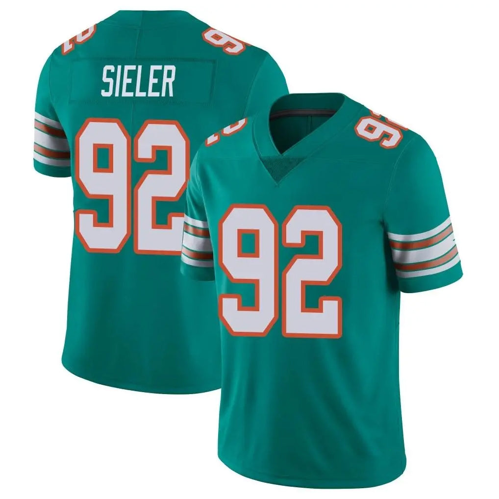 Blackjersey M.Dolphins #92 Zach Sieler Player Aqua Limited Alternate Vapor Untouchable Home Game Stitched Jerseys