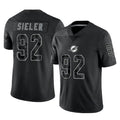 Blackjersey M.Dolphins #92 Zach Sieler Player Black Reflective Limited Game Stitched Jerseys