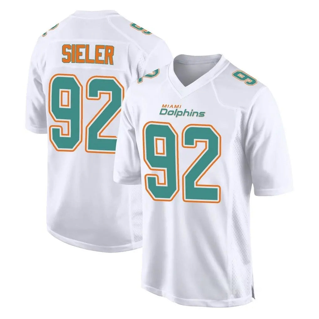 Blackjersey M.Dolphins #92 Zach Sieler Player White Fashion Home Game Stitched Jerseys