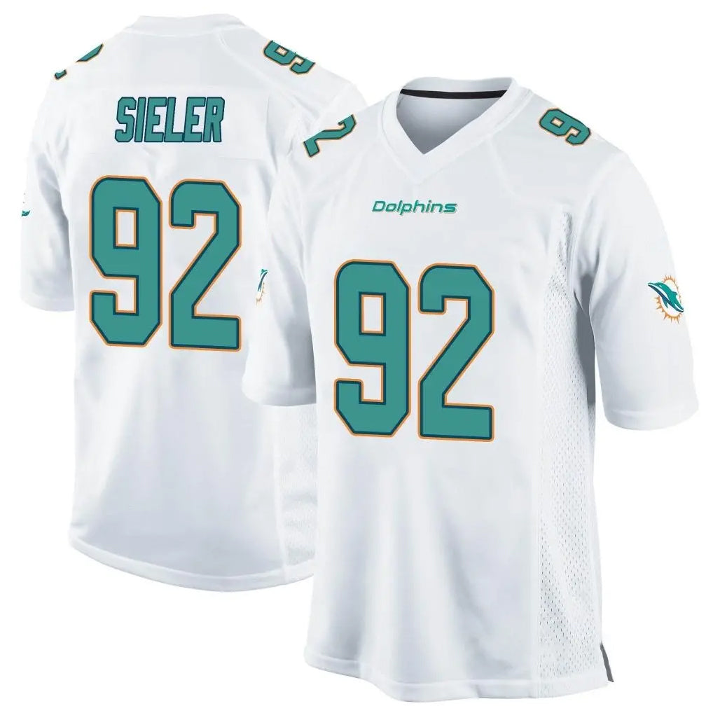 Blackjersey M.Dolphins #92 Zach Sieler Player White Home Game Stitched Jerseys