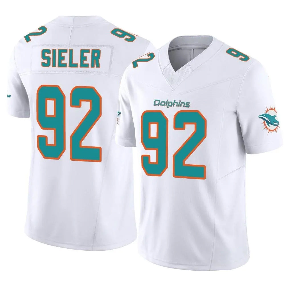 Blackjersey M.Dolphins #92 Zach Sieler Player White Limited Vapor F.U.S.E. Home Game Stitched Jerseys