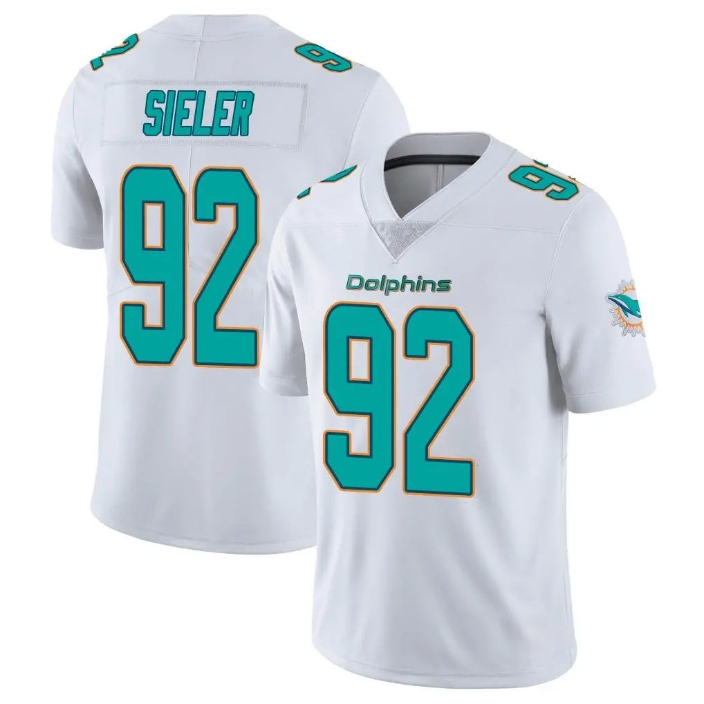 Blackjersey M.Dolphins #92 Zach Sieler Player White Limited Vapor Untouchable Home Game Stitched Jerseys