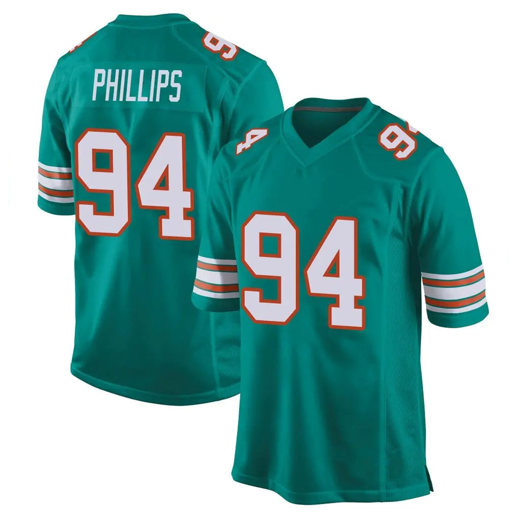 Blackjersey M.Dolphins #94 Jordan Phillips Player Aqua Alternate Home Game Stitched Jerseys