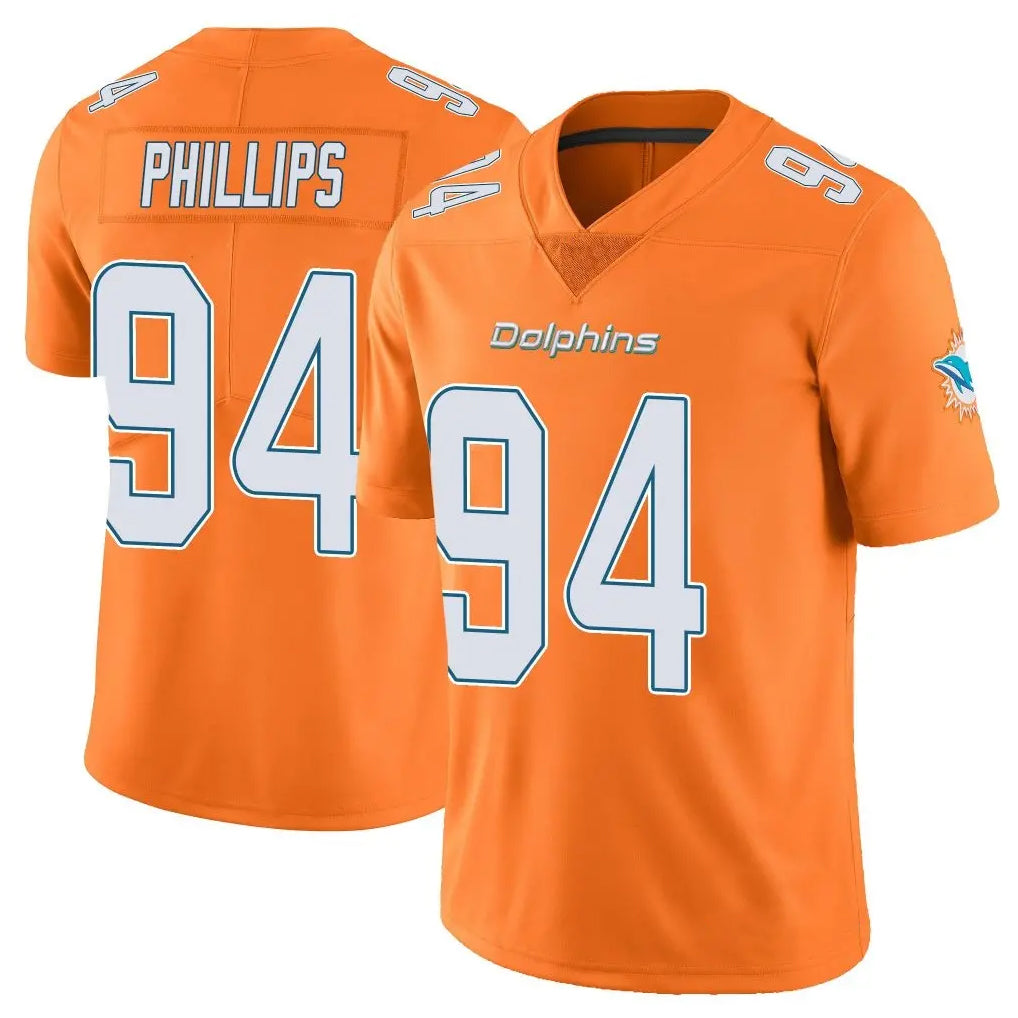 Blackjersey M.Dolphins #94 Jordan Phillips Player Orange Limited Home Game Stitched Jerseys