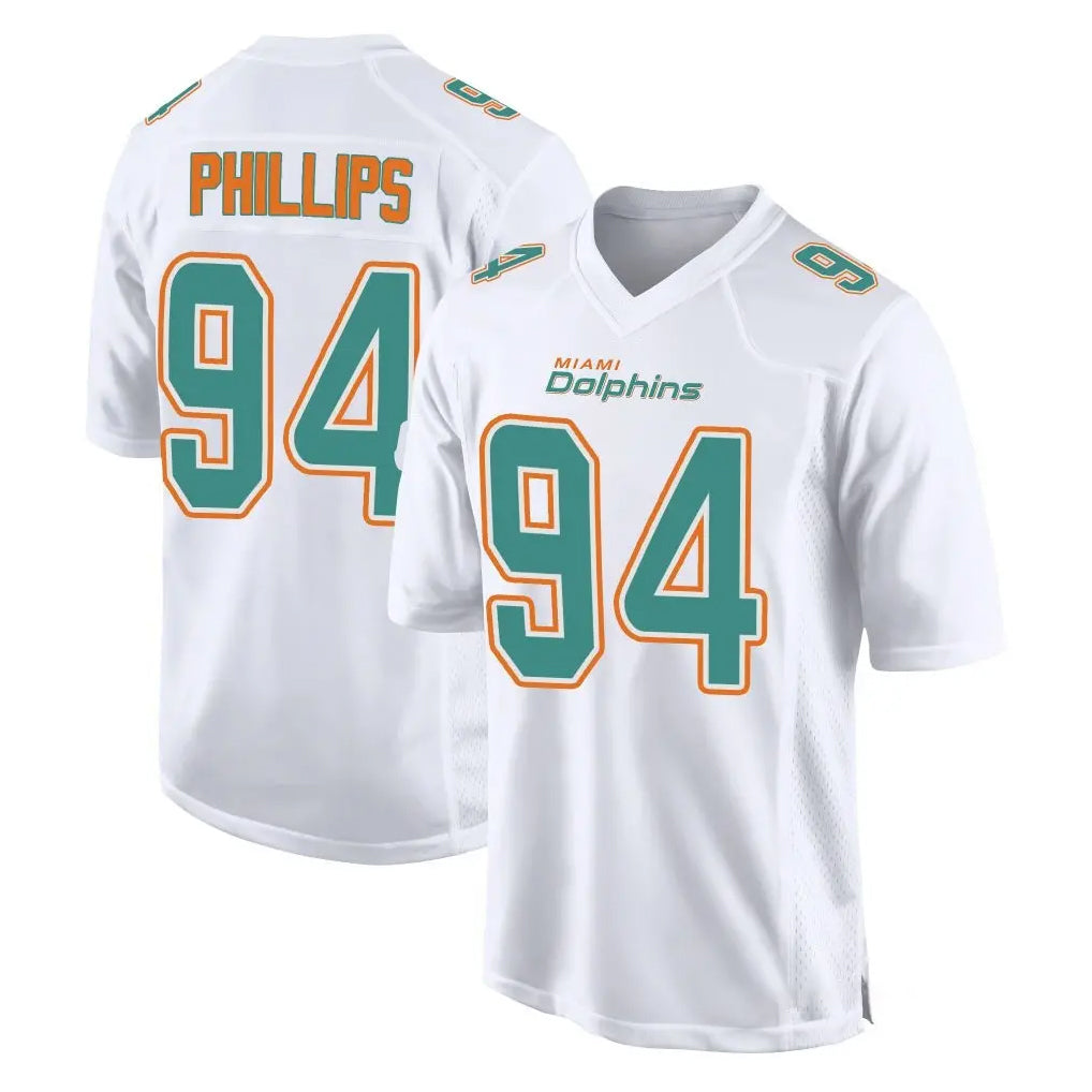 Blackjersey M.Dolphins #94 Jordan Phillips Player White Fashion Home Game Stitched Jerseys