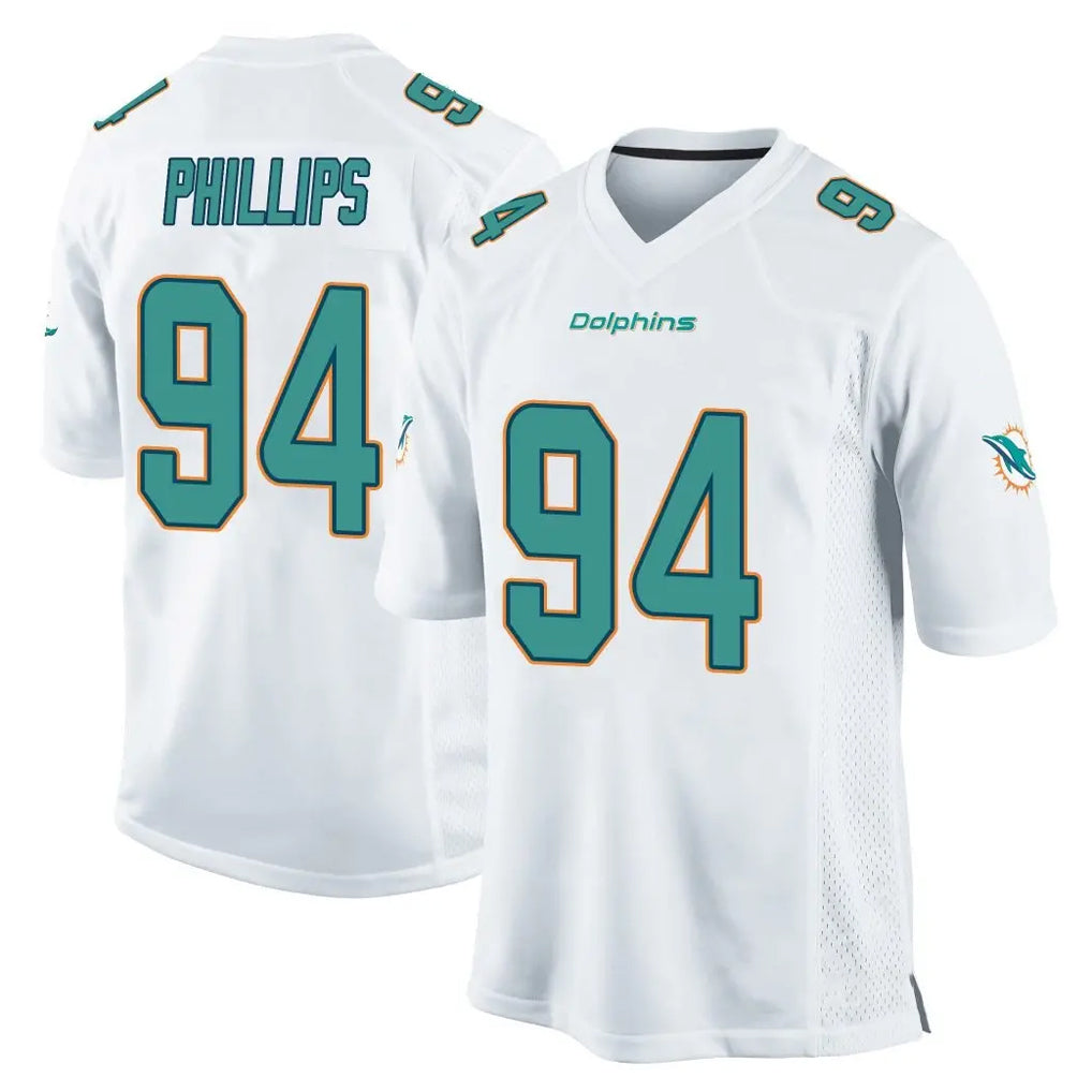 Blackjersey M.Dolphins #94 Jordan Phillips Player White Home Game Stitched Jerseys