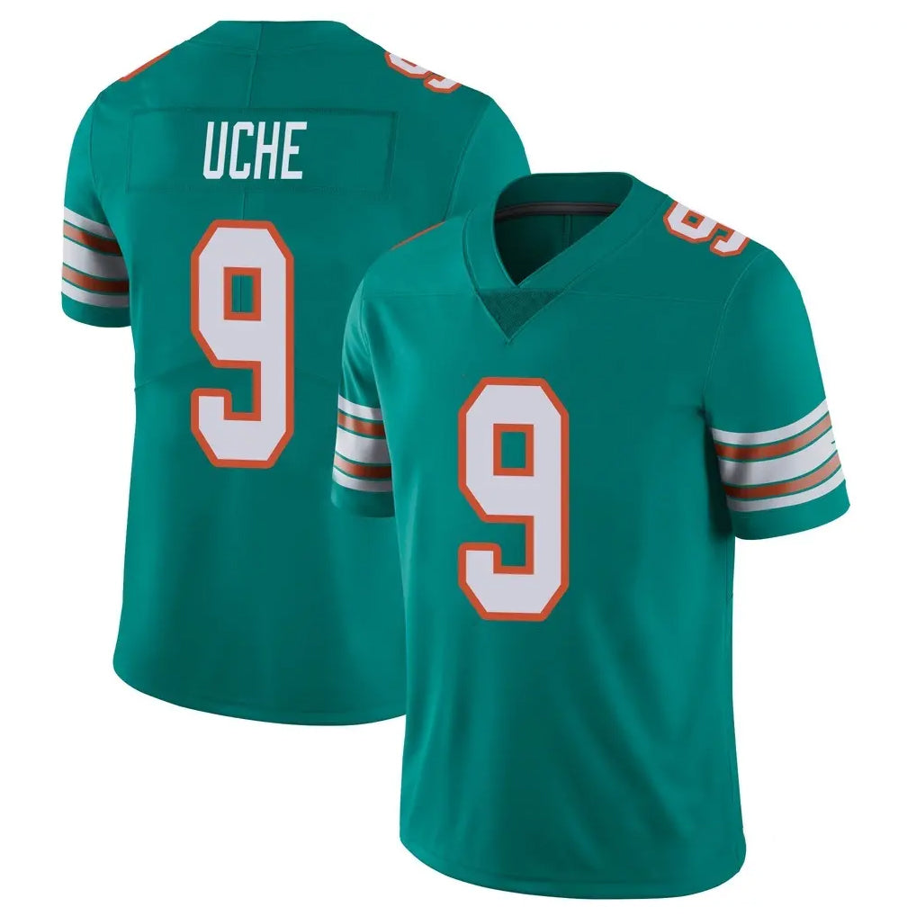 Blackjersey M.Dolphins #9 Joshua Uche Player Aqua Limited Alternate Vapor Untouchable Home Game Stitched Jerseys