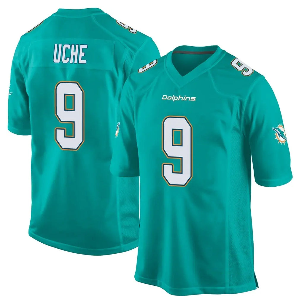 Blackjersey M.Dolphins #9 Joshua Uche Player Aqua Team Color Home Game Stitched Jerseys