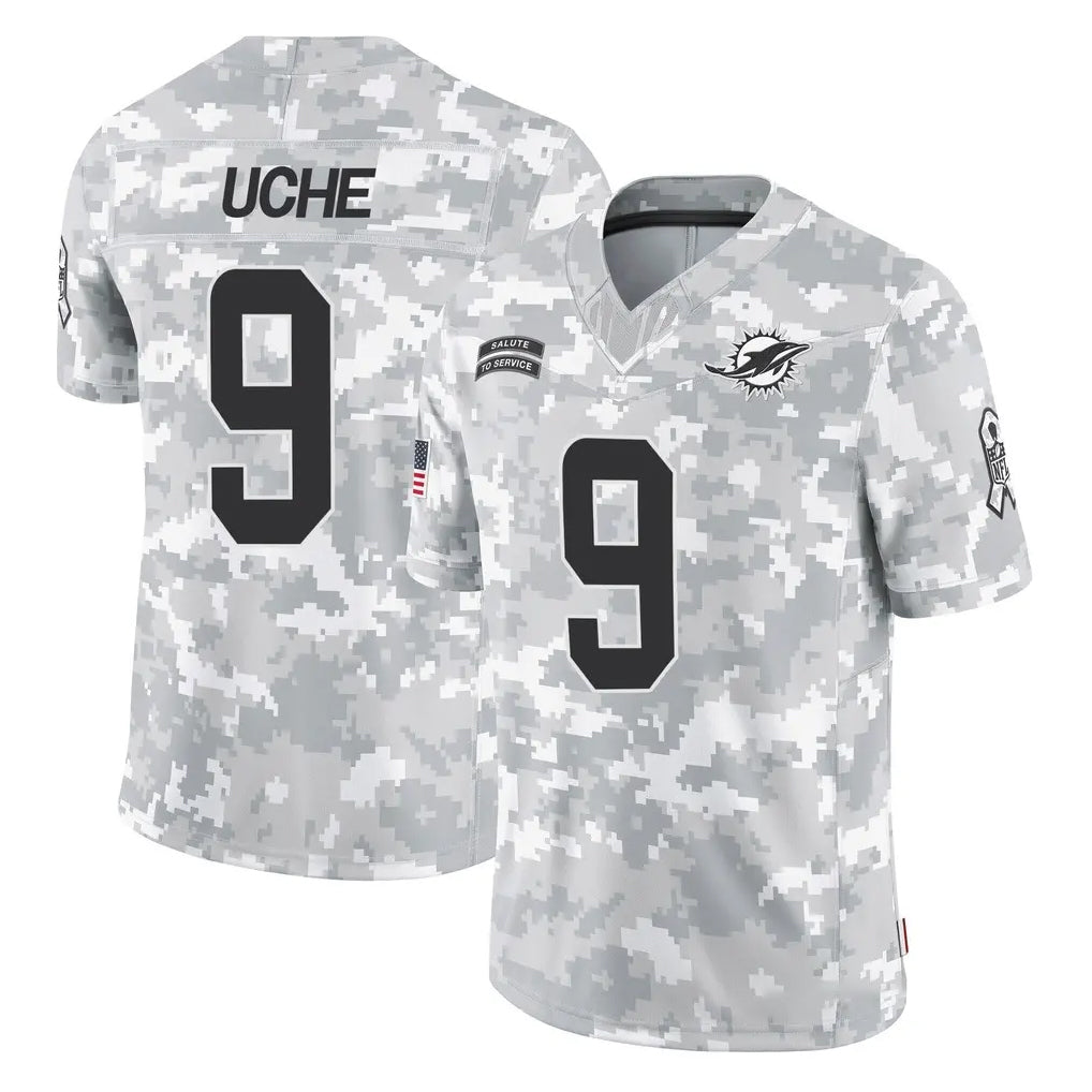 Blackjersey M.Dolphins #9 Joshua Uche Player Arctic Camo Salute To Service Limited Game Stitched Jerseys