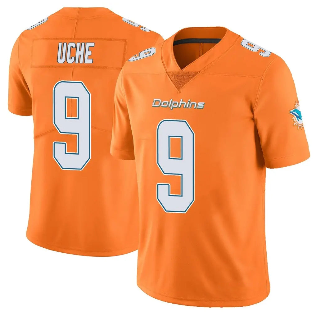 Blackjersey M.Dolphins #9 Joshua Uche Player Orange Limited Home Game Stitched Jerseys