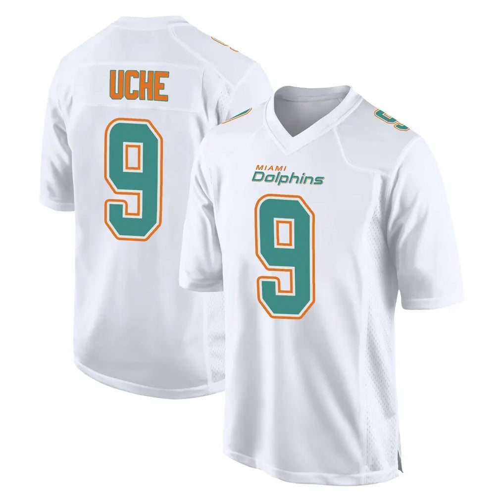 Blackjersey M.Dolphins #9 Joshua Uche Player White Fashion Home Game Stitched Jerseys