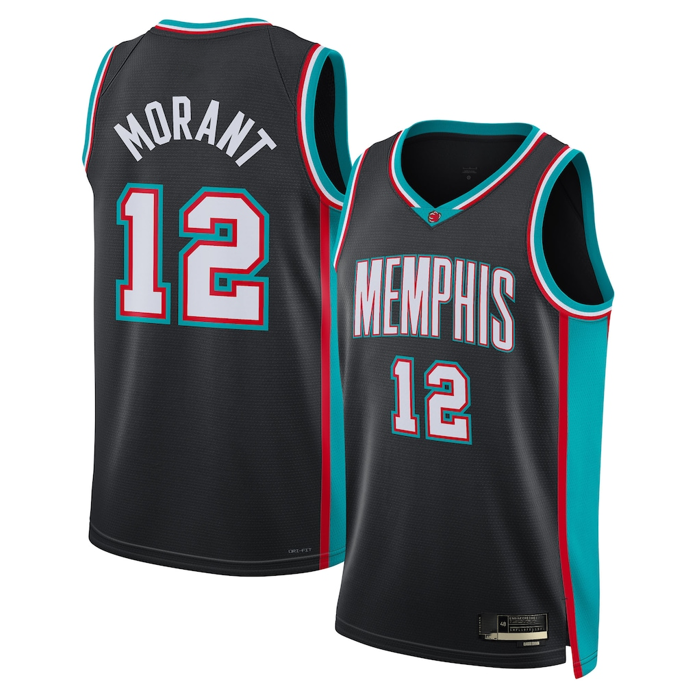 Blackjersey M.Grizzlies #12 Ja Morant Black Swingman Stitched Jerseys- Classic Edition