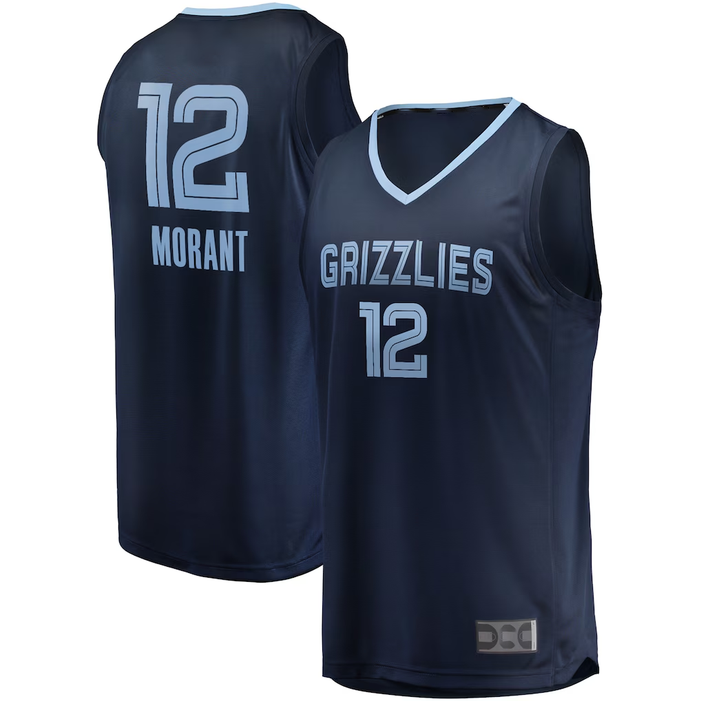Blackjersey M.Grizzlies #12 Ja Morant Navy Big & Tall Fast Break Player Stitched Jerseys- Icon Edition