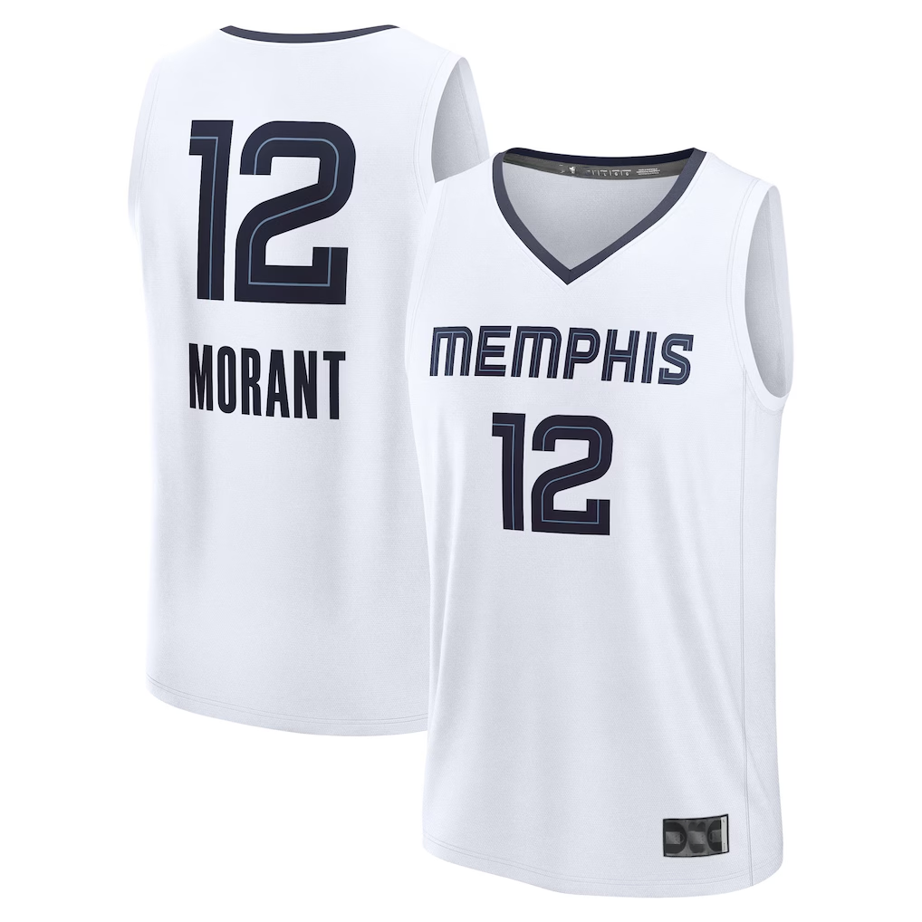 Blackjersey M.Grizzlies #12 Ja Morant White Fast Break Replica Player Stitched Jerseys- Association Edition