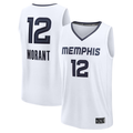 Blackjersey M.Grizzlies #12 Ja Morant White Fast Break Replica Player Stitched Jerseys- Association Edition